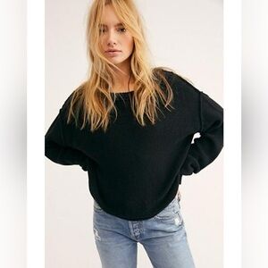 Free People - Inside Out Comfortable Black Long Sleeve Pull Over Sweater Small